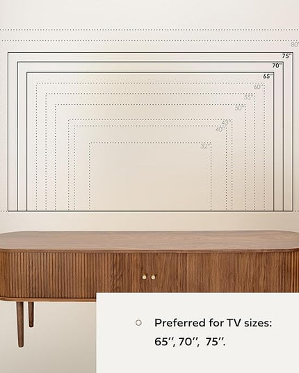 71’’ TV Stand with Storage and Shelves designed to fit 65’’ - 75’’ TVs. Wood Entertainment Center for Living Room and Bedroom, Media Console and Modern TV Console Table (Walnut) - LeafyLoom
