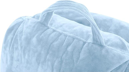 Husband Pillow XXL Cover Only Sky Blue, Cozy Microfiber Bed Rest Pillow Cover with Arms - Array of Colors - Generous Side and Back Pockets for Your Favorite Comfy Reading Pillow - LeafyLoom