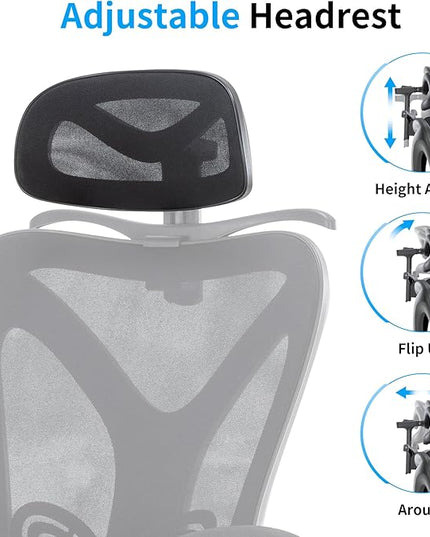 Ergonomic Office Chair with Footrest | Adjustable Lumbar Support, Reclining Desk Chair with Leg Rest, Comfortable Mesh Computer Chair for Home & Office (Black) - LeafyLoom