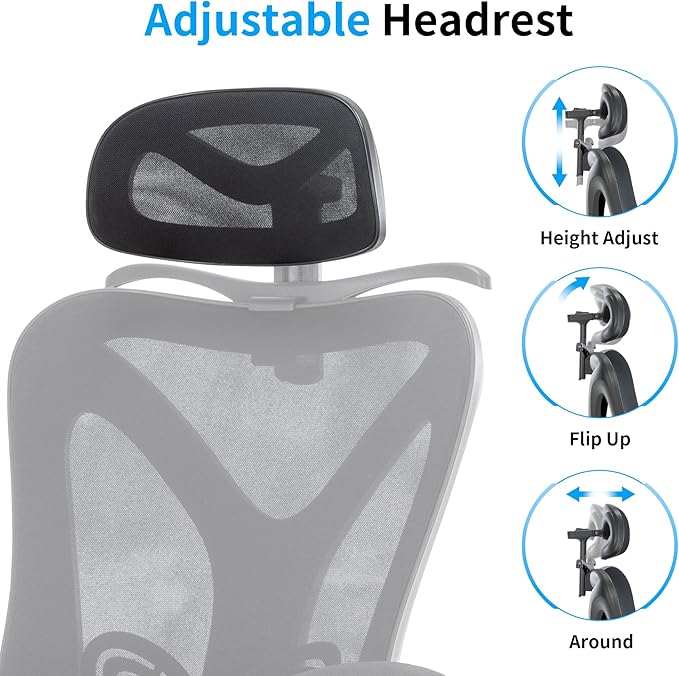 Ergonomic Office Chair with Footrest | Adjustable Lumbar Support, Reclining Desk Chair with Leg Rest, Comfortable Mesh Computer Chair for Home & Office (Black) - LeafyLoom