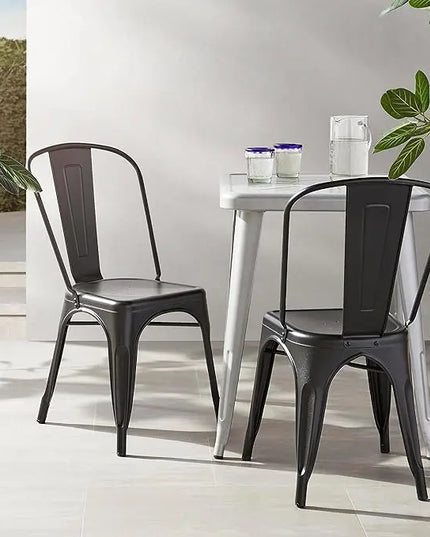 Amazon Basics 33DC01S4-BK Chair, 4 Pack, 20.1"D x 17.1"W x 33.5"H, Matte Black - LeafyLoom