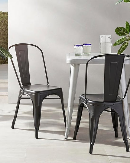 Amazon Basics 33DC01S4-BK Chair, 4 Pack, 20.1"D x 17.1"W x 33.5"H, Matte Black - LeafyLoom