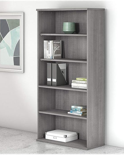 Bush Business Furniture Studio C 5 Shelf Bookcase, Platinum Gray - LeafyLoom