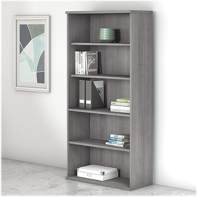 Bush Business Furniture Studio C 5 Shelf Bookcase, Platinum Gray - LeafyLoom
