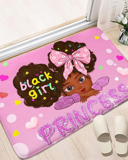 African American Rugs for Girls Room Black Girls Room Decor Rugs Princess Room Decor Rugs for Girls Bedroom Kids Rugs for Bedroom Girls Teen Living Room Soft Floor Mats, Pink, 2'×3' - LeafyLoom