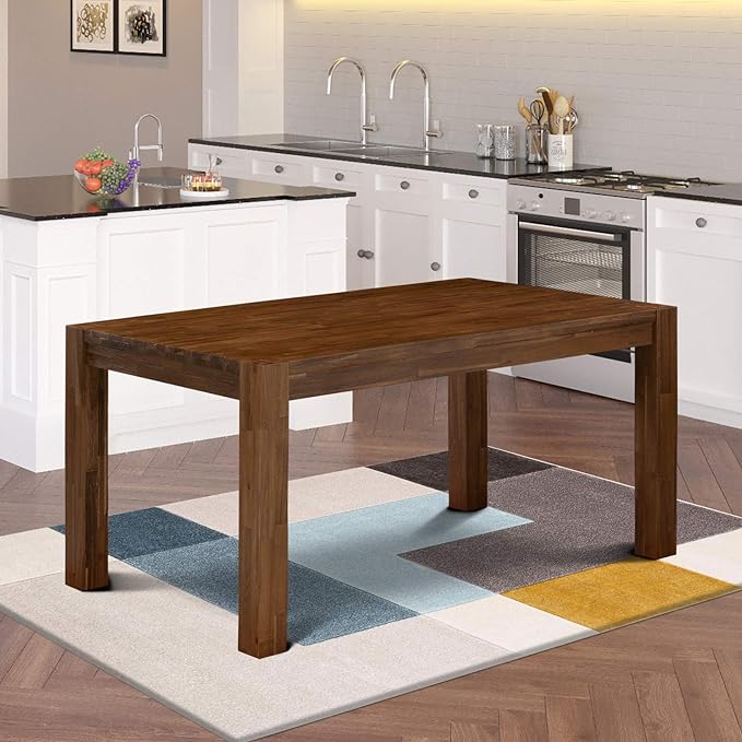 East West Furniture CN6-0N-T Celina Modern Kitchen Table - Rectangle Rustic Wood Dining Table , 36x60 Inch, Walnut - LeafyLoom