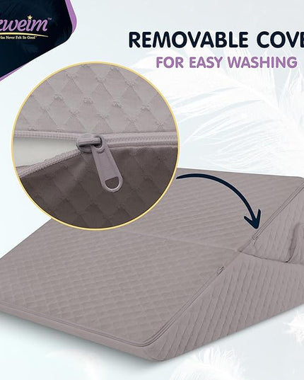 Adjustable Bed Wedge Pillow for Sleep Apnea, Gerd, Acid Reflux, Post Surgery, Heartburn - Foam Wedge Pillow for Back Pain Relief, Sleep Apnea Pillow Wedge or Bed Wedge Pillow for Sleeping for Seniors - LeafyLoom