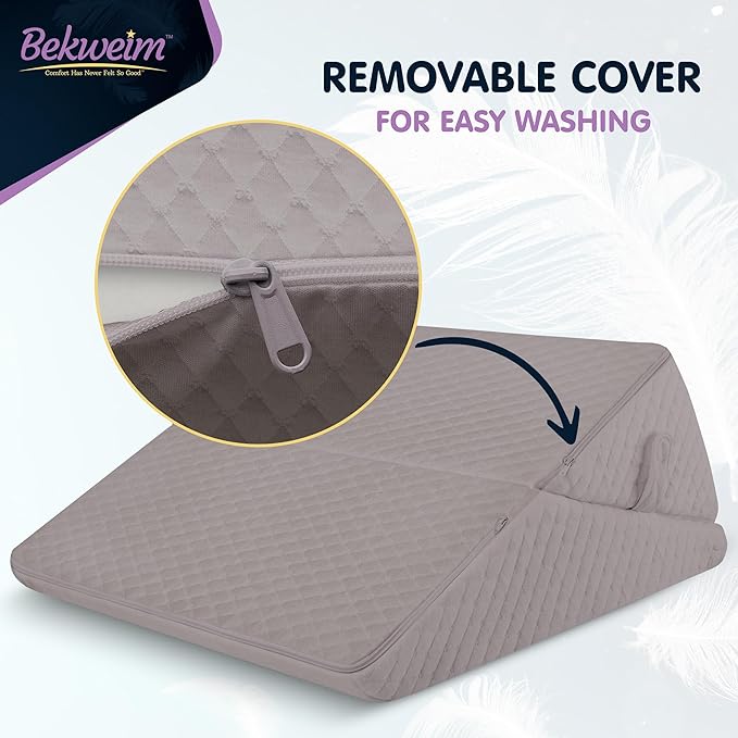 Adjustable Bed Wedge Pillow for Sleep Apnea, Gerd, Acid Reflux, Post Surgery, Heartburn - Foam Wedge Pillow for Back Pain Relief, Sleep Apnea Pillow Wedge or Bed Wedge Pillow for Sleeping for Seniors - LeafyLoom