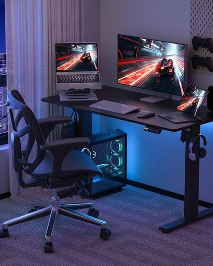 48 * 24 Inches Electric Standing Desk, Adjustable Height Sit Stand Up Desk with 3 Memory Presets, Motorized Home Office Computer Gaming Workstation Desk, Classical Black - LeafyLoom