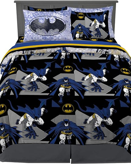 Franco Kids Bedding Super Soft Comforter and Sheet Set with Sham, 7 Piece Full Size, Batman - LeafyLoom