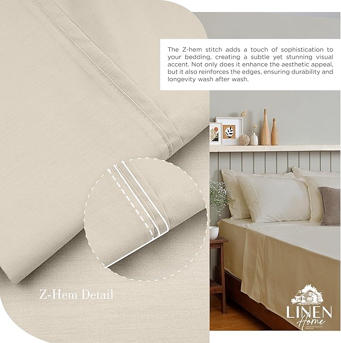 100% Cotton Percale Sheets Twin Size,Light Taupe, Deep Pocket, 3 Pieces Sheet Set - 1 Flat, 1 Deep Pocket Fitted Sheet and 1 Pillowcase, Crisp Cool and Strong Bed Linen - LeafyLoom