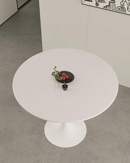 NicBex 31.5Inch Round Dining Table,Modern Kitchen Table with MDF White Tabletop and Pedestal Base for 2 to 4,Leisure Coffee Table for Kitchen,Small Space,Apartment and Living Room,Space-Saving,White - LeafyLoom