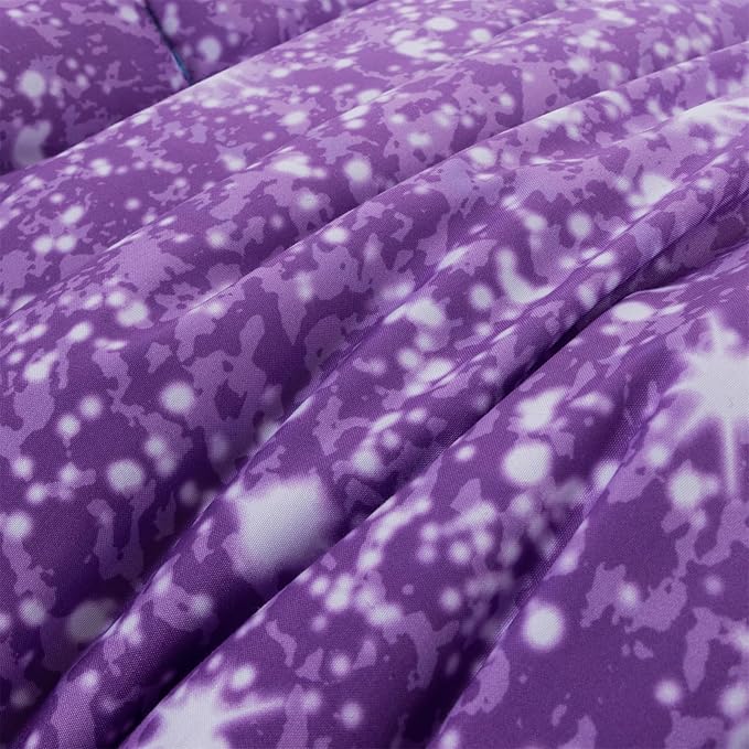 Holawakaka Kids Space Star Glitter Comforter Set Ombre Blue & Purple Print Bedding Set Twin/Twin XL Size Girls Boys Dorm Gradient Galaxy Bed Sets (Blue Purple, Twin) - LeafyLoom