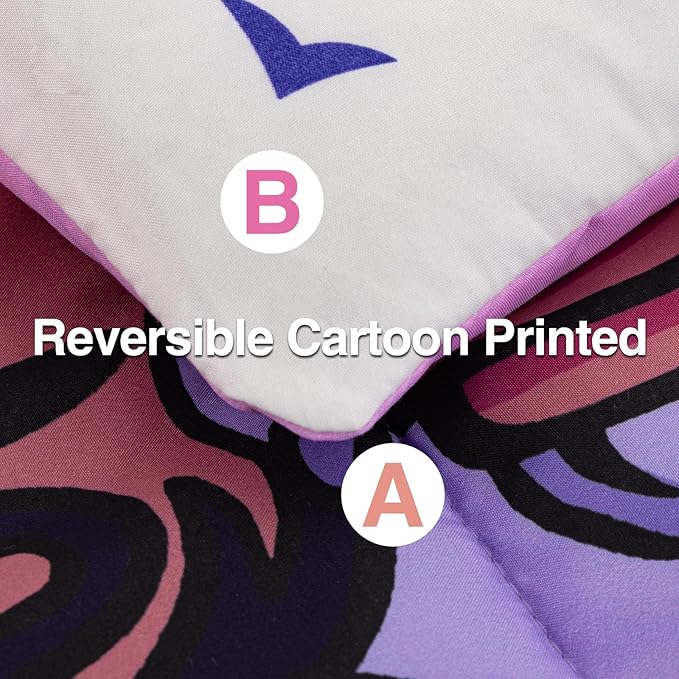 A Nice Night Purple Comforter Sets,Black Girl Listening Music Printed, 6Pcs Bed in A Bag Full Size All Seasons Bedding Set,for Kids, Girls - LeafyLoom