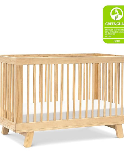 babyletto Hudson 3-in-1 Convertible Crib with Toddler Bed Conversion Kit in Natural, Greenguard Gold Certified - LeafyLoom