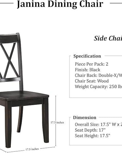 Homelegance Dining Chair (Set of 2), Wood, Black - LeafyLoom
