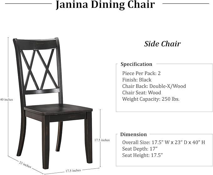 Homelegance Dining Chair (Set of 2), Wood, Black - LeafyLoom