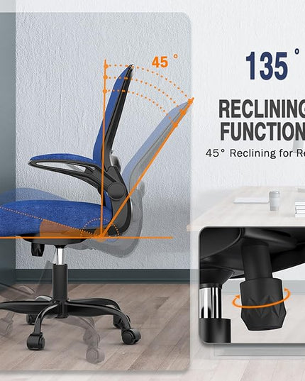 Office Chair, Ergonomic Desk Chair with Adjustable Lumbar Support, High Back Mesh Computer Chair with Flip-up Armrests-BIFMA Passed Task Chairs, Executive Chair for Home Office - LeafyLoom