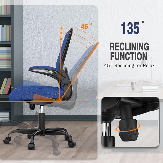 Office Chair, Ergonomic Desk Chair with Adjustable Lumbar Support, High Back Mesh Computer Chair with Flip-up Armrests-BIFMA Passed Task Chairs, Executive Chair for Home Office - LeafyLoom