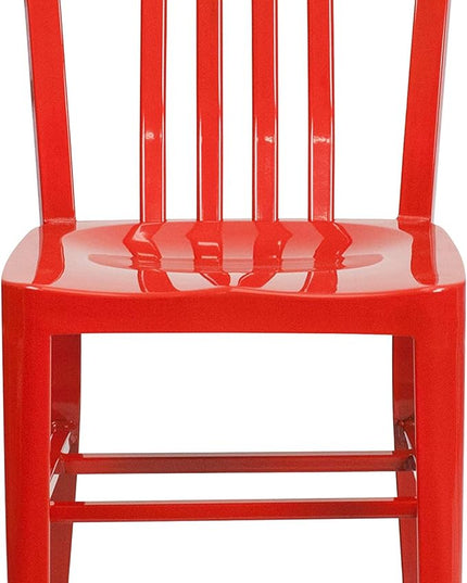 Flash Furniture Gael Indoor/Outdoor Modern Metal Dining Chairs, Commercial-Grade Galvanized Steel Restaurant Chairs, Set of 2, Red - LeafyLoom