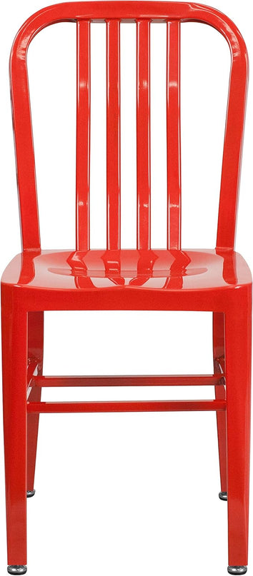 Flash Furniture Gael Indoor/Outdoor Modern Metal Dining Chairs, Commercial-Grade Galvanized Steel Restaurant Chairs, Set of 2, Red - LeafyLoom