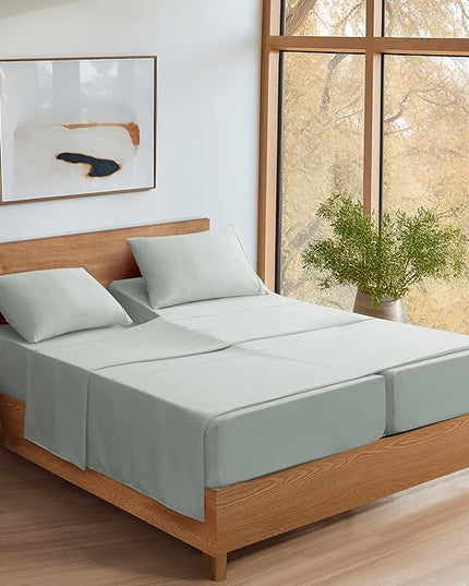 UGG 33613 Alahna Split King Bed Sheet and Pillowcase Luxury 5-Piece Set Machine Washable Deep Pockets Wrinkle-Resistant Breathable Cozy Comfort Silky Cooling Sheets, Split King, Mineral - LeafyLoom