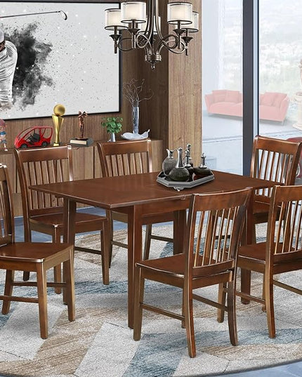 East West Furniture NOFK7-MAH-W 7 Piece Room Set Consist of a Rectangle Wooden Table with Butterfly Leaf and 6 Kitchen Dining Chairs, 32x54 Inch - LeafyLoom