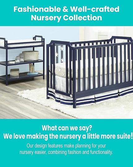 Suite Bebe Celeste 3 in 1 Convertible Island Crib Wood and Acrylic, Navy Blue - LeafyLoom