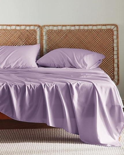 Bedsure California King Sheet Sets, Cooling Sheets, Rayon Derived from Bamboo, Deep Pocket Up to 16", Breathable & Soft Bed Sheets, Hotel Luxury Silky Bedding Sheets & Pillowcases, Lilac - LeafyLoom