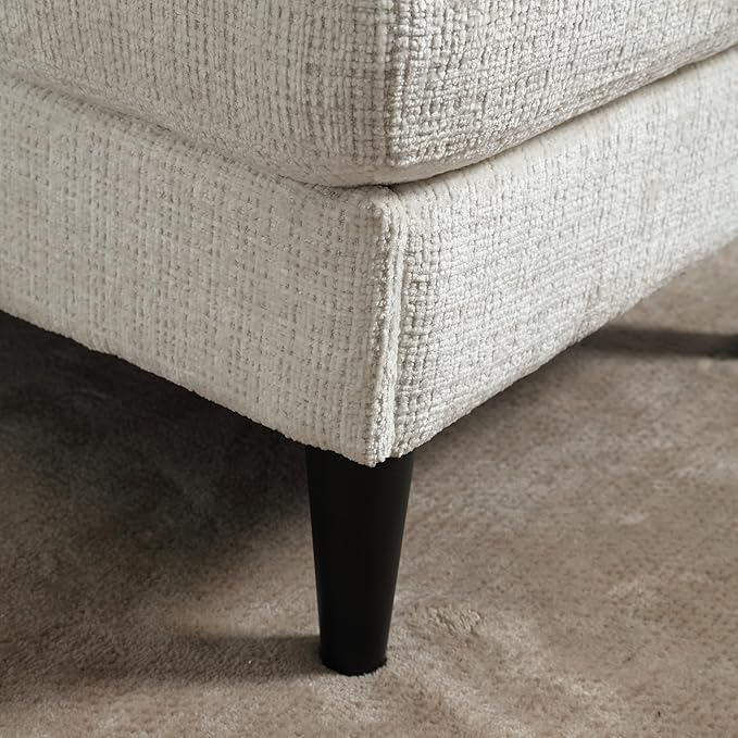 77.36" Modern Chenelle Polyester Sectional Sofa,L-Shaped Couch with Storage Ottoman,3 Seat Interior Furniture W/Pockets and Both Armrests Contain Cup Holders,for Dorm,Apartment,Studio,Beige - LeafyLoom