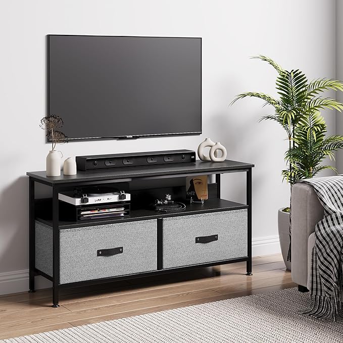 IDEALHOUSE Dresser TV Stand 50 Inch Entertainment Center with Storage TV Stand for Bedroom Small TV Stand Dresser with Drawers and Shelves, TV & Media Console Table Furniture for Living Room, Grey - LeafyLoom