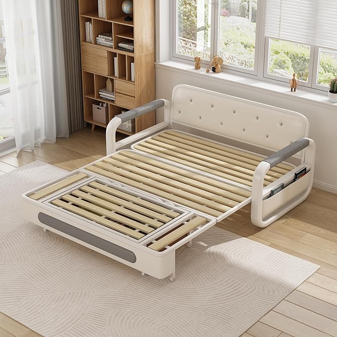 Convertible Sleeper Sofa Bed, Modern Pullout Couch Bed with Pull Out Bed, Adjustable Backrest, Loveseat Futon Sofa for Living Room Furniture (34.6" D x 50.3" W x 34.2" H)… - LeafyLoom