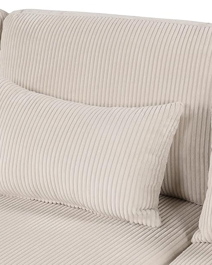 Removable comfortable Pieces Convertible Modular Sectional Movable Ottoman,Large L Shaped Corner Reversible Chaise and Waist Pillows, 5-Seat Oversized Cloud Sofas & Couches, Beige-C - LeafyLoom