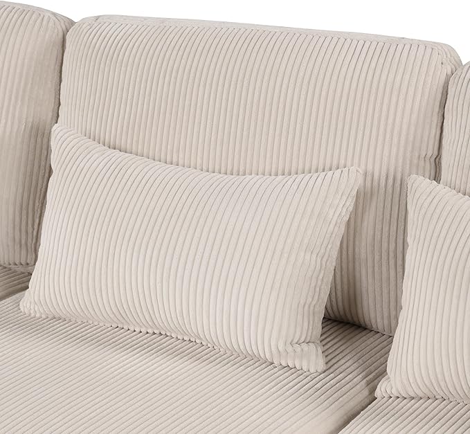Removable comfortable Pieces Convertible Modular Sectional Movable Ottoman,Large L Shaped Corner Reversible Chaise and Waist Pillows, 5-Seat Oversized Cloud Sofas & Couches, Beige-C - LeafyLoom