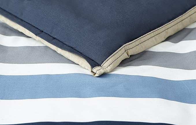 Nautica - Queen Comforter Set, Cotton Reversible Bedding with Matching Shams, Stylish Home Decor (Bradford Navy/Kahki, Queen) - LeafyLoom