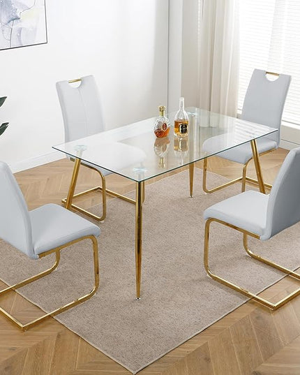 NicBex Haerin-SD-00373-LWJ Dining Chairs, 16.5"x17.9"x38.2", Grey and Gold - LeafyLoom