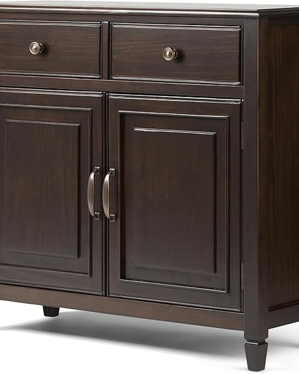 SIMPLIHOME Connaught SOLID WOOD 40 Inch Wide Traditional Entryway Storage Cabinet in Dark Chestnut Brown, For the Living Room, Entryway and Family Room - LeafyLoom