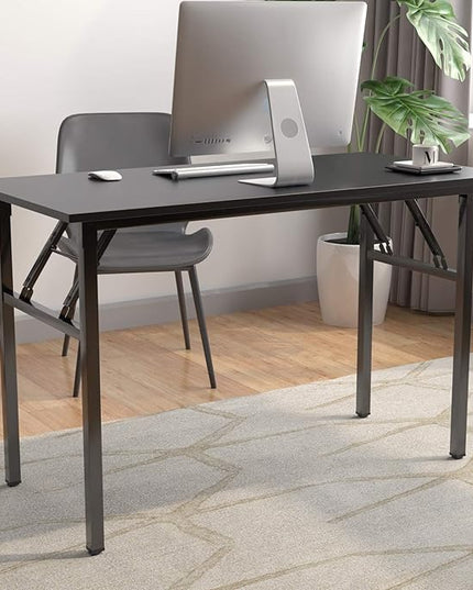 DlandHome Folding Computer Desk Table 47inch Writing Desk No Need Installation Home Office Folding Table Workstation - LeafyLoom