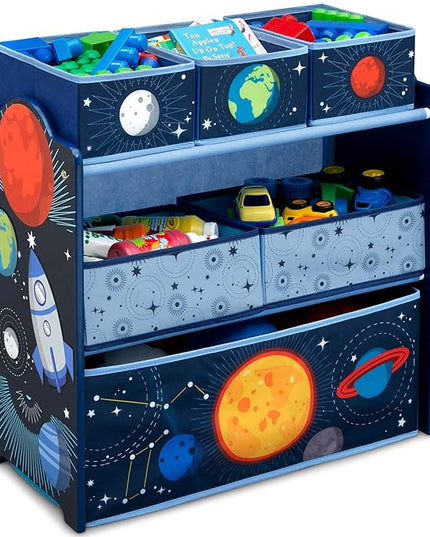 Delta Children Space Adventures Design & Store 6 Bin Toy Storage Organizer - Greenguard Gold Certified, Blue - LeafyLoom