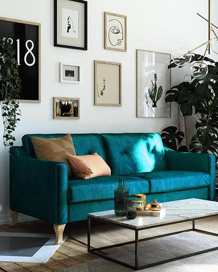 Mr. Kate Tess Sofa with Soft Pocket Coil Cushions, Small Space Living Room Furniture, Green Velvet - LeafyLoom