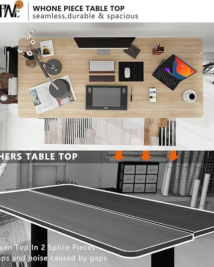 Whole Piece DeskTop Manual Standing Desk Adjustable Height- Crank Stand Up Desk, Sit Stand Desk with Frame Computer Desk - LeafyLoom