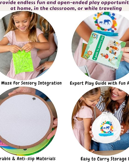 Sensory Mats Set - 9 Round 8.6-inch Sensory Tiles for Sensor Wall, Floor & More - Multi-Sensory Exploration Sensory Toys for Kids and Autistic Children - Sensory Room Equipment Play-Based Learning - LeafyLoom