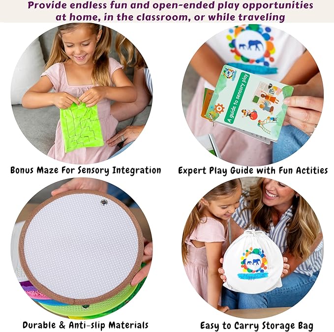Sensory Mats Set - 9 Round 8.6-inch Sensory Tiles for Sensor Wall, Floor & More - Multi-Sensory Exploration Sensory Toys for Kids and Autistic Children - Sensory Room Equipment Play-Based Learning - LeafyLoom