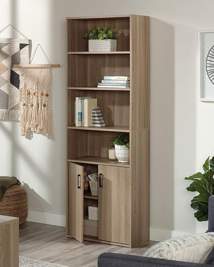 Sauder Beginnings Bookcase With Doors/ Book shelf, Summer Oak finish - LeafyLoom