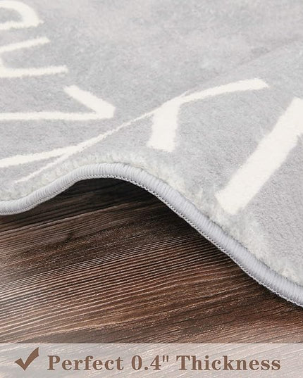 Topotdor Round Kids Play Rug Alphabet Nursery Area Rug Extra Large Soft Crawling Play Mat for Children Toddlers Bedroom (40 inch, Grey) - LeafyLoom