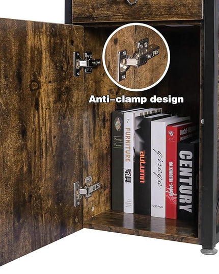 Becko US Computer Desk 63 Inch with Drawer & Storage Shelves, Home Office Desk with Removable Monitor Stand, Writing Gaming Table for Home Office (Rustic Brown) - LeafyLoom