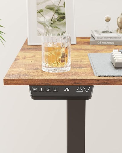 BANTI Triple Motors 63" L Shaped Standing Desk Height Adjustable, Electric Stand up Corner Desk, Sit Stand Home Office Desk Computer Workstation with Memory Preset, Rustic Brown Top - LeafyLoom
