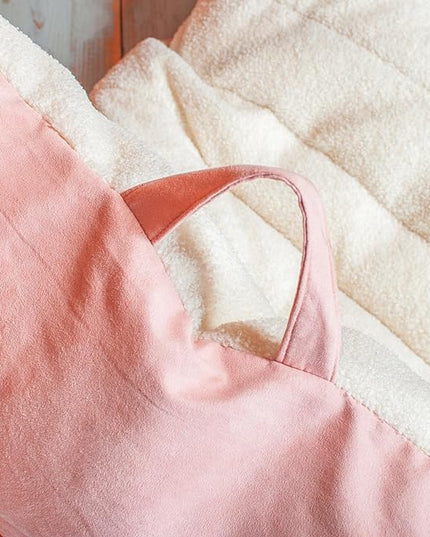 Big Joe Roma Bean Bag Chair, Oat Sherpa and Desert Rose, Vegan Suede, 3 feet - LeafyLoom