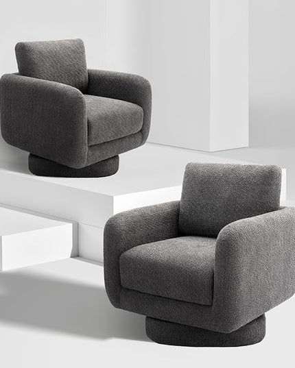 COLAMY Swivel Accent Chairs Set of 2, 32Inches Wide Upholstered Armchair with Plush Back Pillow for Living Room, Modern Sofa Corner Chair for Nursery/Living Room/Bedroom-Grey - LeafyLoom