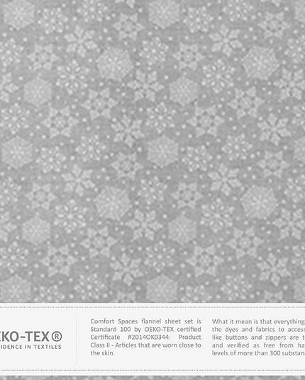 Comfort Spaces Cotton Flannel Breathable Warm Deep Pocket Sheets with Pillow Case Bedding, Full, Grey Snowflakes 4 Piece - LeafyLoom